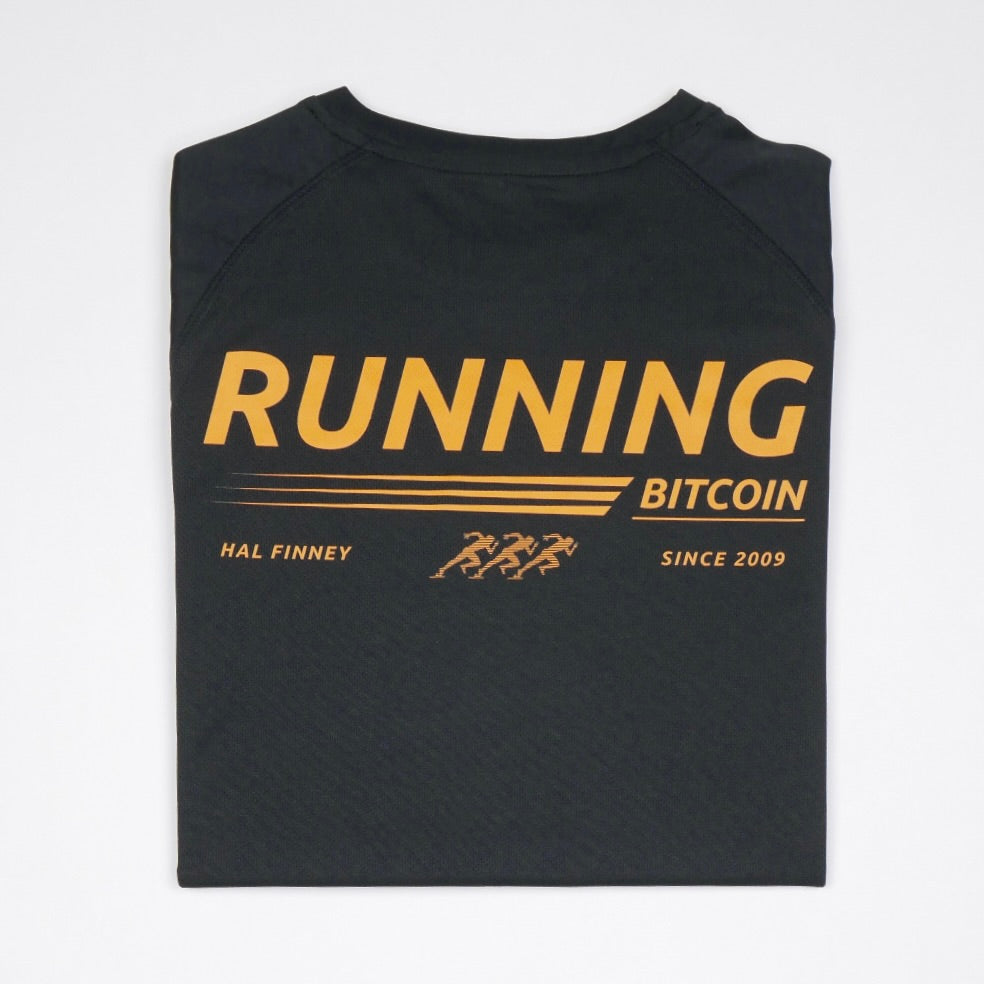 Bitcoin Laufshirt - Running Bitcoin in Schwarz Legeware Rückenprint