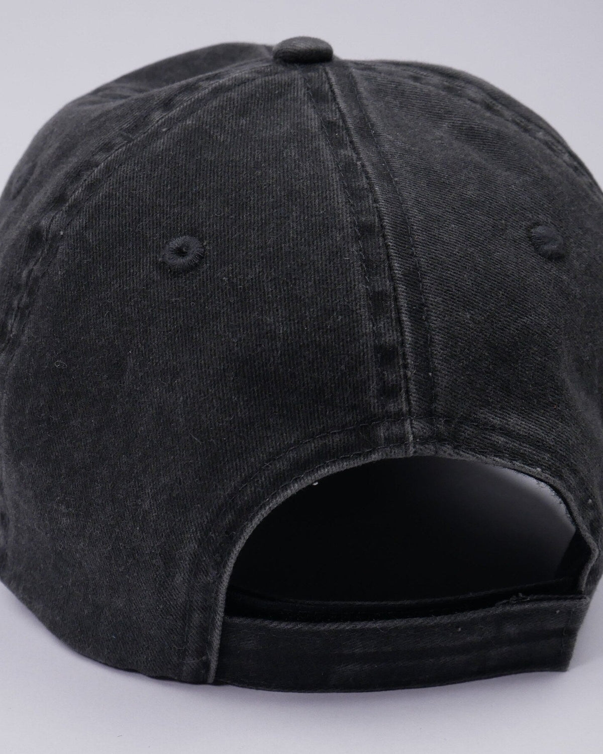 Washed Bitcoin cap in black, back view with adjustable closure