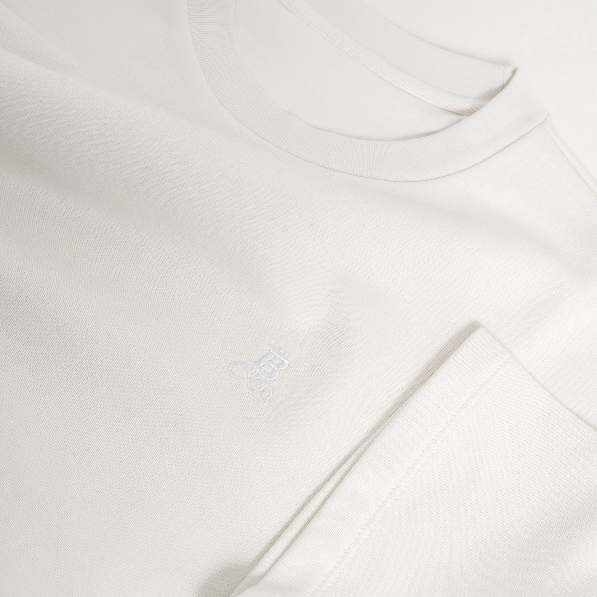 T-shirt Bitcoin Oversize Privacy - Off-White da uomo in cotone pesante, dettaglio di girocollo, manica e logo Bitcoin21 ricamato tono su tono