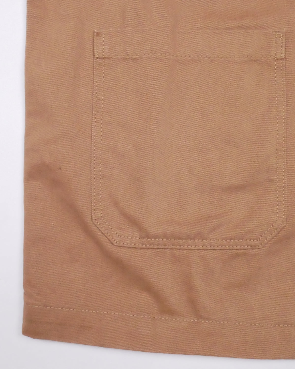 Bitcoin Worker Jacket Privacy in Washed Dark Camel, detail of the patch pocket