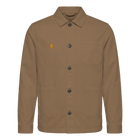 Bitcoin Worker Jacket in Washed Dark Camel – GOTS-Bio-Baumwoll-Twill mit gesticktem Bitcoin21-Logo