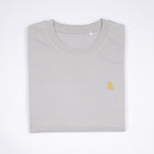 Camiseta Basic Bitcoin con logo bordado en Gris, diseño minimalista y alta calidad.