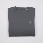 Bitcoin Sweatshirt Privacy in Dunkelgrau, gefaltet von vorn mit Ton in Ton gesticktem Bitcoin21-Logo