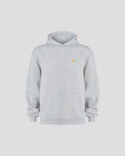 Felpa con cappuccio Bitcoin oversize grigio chiaro da uomo in misto cotone pesante con logo arancione Bitcoin21, comoda felpa con cappuccio scontornata su fondo chiaro