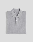 Bitcoin Poloshirt Privacy - Grey für Herren aus Bio Baumwolle mit ton in ton gesticktem Bitcoin21 Logo, klassisches Poloshirt zusammengefaltet vor hellem Hintergrund