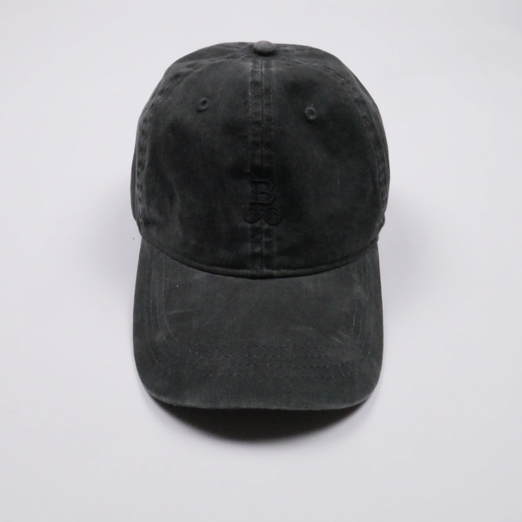 Washed Bitcoin Cap Privacy in Black, front view with tone-on-tone embroidered Bitcoin21 logo on the front panel