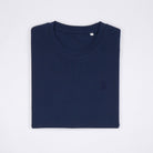 Bitcoin Basic T-Shirt Privacy in Navy aus 100 % Bio-Baumwolle gefaltet, Produktansicht